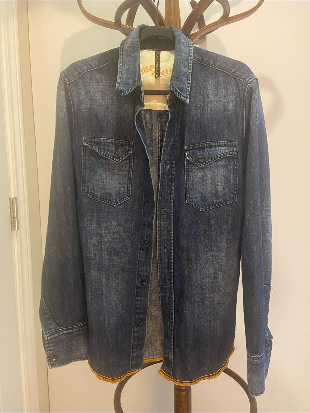Nudie Jeans Co. Blue Denim Button-Down Shirt